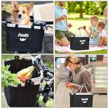 Oungy Faltbar Fahrradkorb Vorne für Klickfix Abnehmbar Hundekorb Fahrrad Vorne Aluminiumlegierung Rahmen Fahrradkorb Lenker mit Lenkeradapter und Kabellbinder Bike Basket für Pendeln Draußen (Schwarz)
