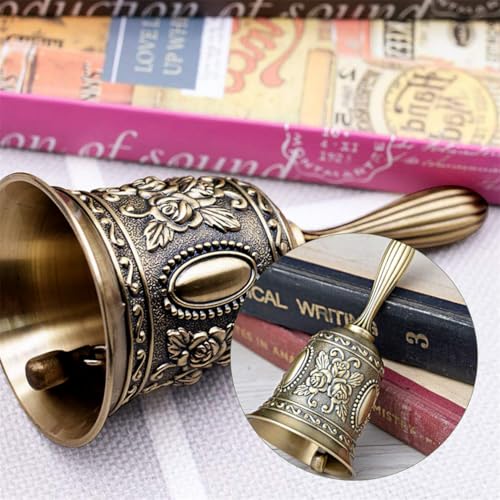 Hand Bell Service Bell Call Vintage Metal Hand Bells Dinner Bell Wedding Bell Hand Call Bells for Seniors Bedside,1 Pack