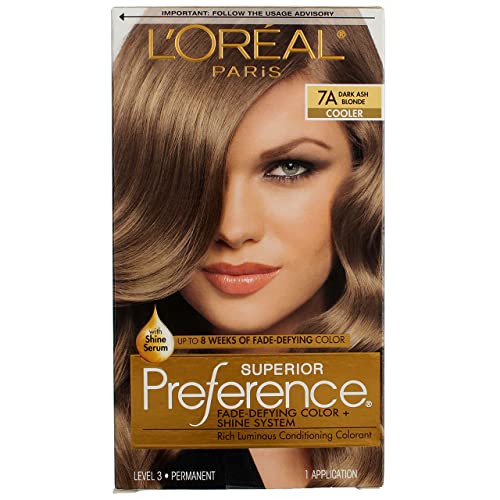 Loreal Paris Superior Preference Fade-Defying Color and Shine System Dark Ash Blonde and Natural 7A - 1 Pack