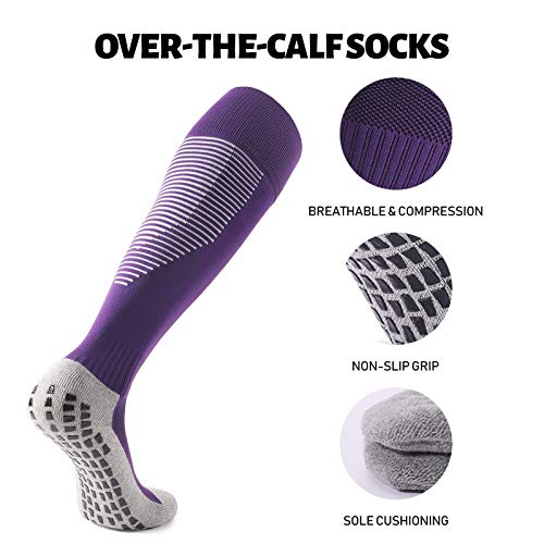 Meias Esportivas, Andoer Almofada de futebol meias sobre a panturrilha aderência antiderrapante para