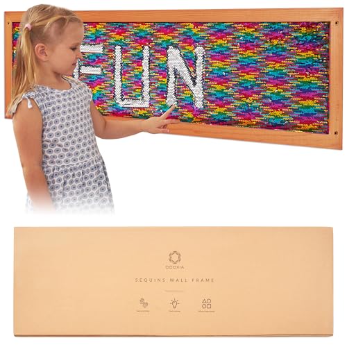 ODOXIA Sequins Sensory Wall Frame | Reversible Sequins Board for Kids | Fabric Flip Sequin | Sensory Wall and Room Board