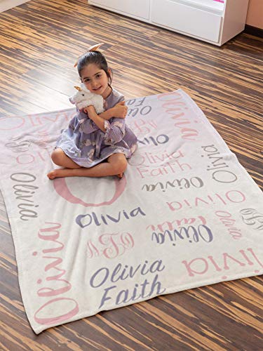 Personalized Name Blanket for Your Kids. Custom Throw Blanket with Name of Your Family, Name Blanket for Granddaughter, Baby Girl and Baby Boy Name Blanket. Great Gift for Birthday, Christmas