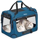 Extra Large Cat Carrier for 2 Cats, Collapsible Soft Sided Pet XL Crate for Large Mudium Big Cat 20lbs+, Car Travel Portable Bag for Long Trips Ride 24"x16.5"x16.5"