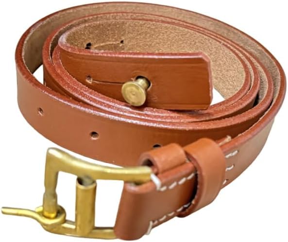Warreplica Vintage Militär-Gewehrriemen aus Leder: Italienischer Carcano-Gewehrriemen aus dem 1. und 2. Weltkrieg, 2,5 cm breiter Riemen mit Verstellbarer Länge und Schnallenverschluss – Reproduktion
