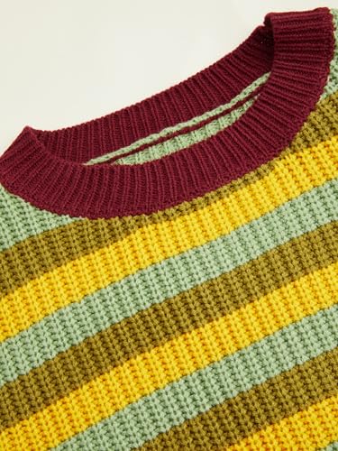 Image of CIDER Women's Cropped Striped Sweater Long Sleeve Crew Neck Trendy Pullover Tops