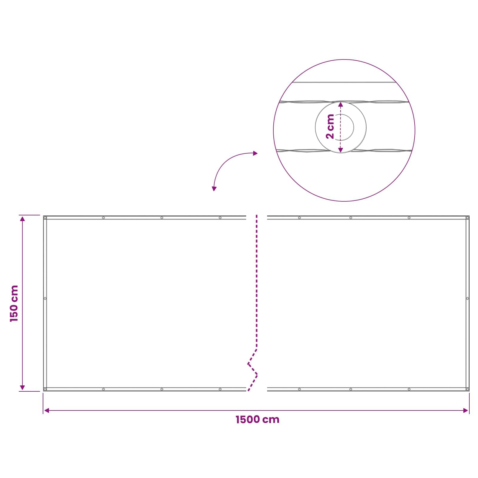 Balkonsichtschutz 1,5 x 15 m Creme, Sichtschutz für Balkongeländer und Gartenzaun, Balkonbespannung aus robustem Polyester-Gewebe mit Ösen und Seil