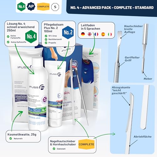 Mr. Fuss No. 4 Advanced Pack Complete, Hornhautentferner, Hornhaut Entfernen Fuß, Fußpflege, Fusspflege, Hornhautentferner Lösung, Fuß Hornhaut Entferner, Nagelhautentferner Flüssig, Anti Hornhaut