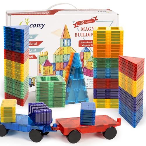 cossy 120pcs magnetic tiles magnetic 3d building blocks set educational construction toys for 3 year old kids with stronger magnets educational toys recreational conventional