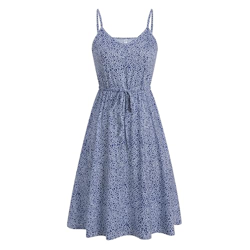 Image of BARASA Sundresses for Women Summer Sleeveless V Neck Spaghetti Strap A Line Wedding Guest Petite Dresses with Pockets D826