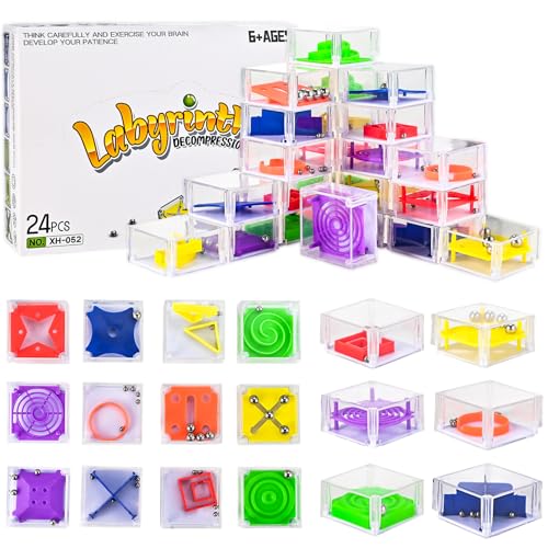 Faburo 24 Stück Geduldspiele, Mitgebsel Kindergeburtstag, Mini Knobelspiele für Kinder Ab 3-9 Jahre & Erwachsene, Geschicklichkeitsspiel Denkspiel, Give Aways