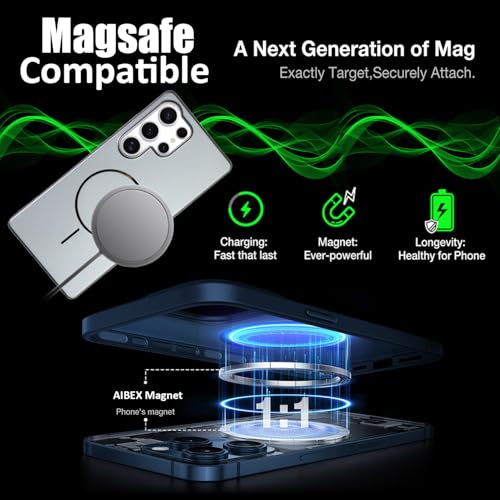 Image of AIBEX Ultra-Thin Mag-Saf Back Cover Case Compatible with Samsung S24 Ultra| Slim Fit Scratch-Resistant Matte | Magnetic Wireless Charging | Microfibre Lining | Camera Protection (PC Material) - Silver