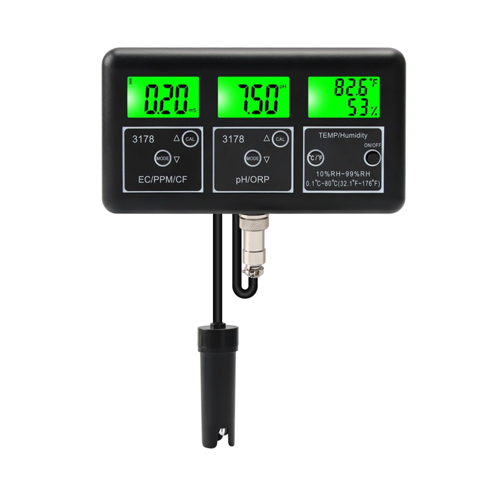 Medidor de PH Digital multifunción 7 en 1, temperatura humedad ORP TDS EC CF, probador pureza calidad del agua, Monitor for piscina acuario, Probador preciso(Plug-01)