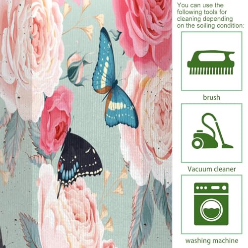 Alfombrillas de cocina para pasillo y cuarto de lavado con flores 5