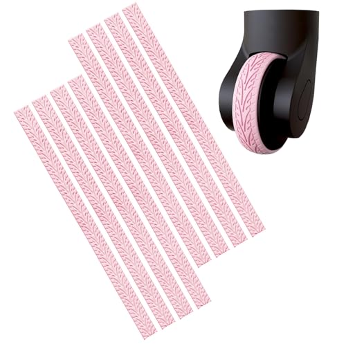 EKIND Luggage Suitcase Wheel Protectors Silent Anti Vibration Wear Resistant Cuttable Size Silicone Covers for Spinner Trolley Travel Case Office Chair (8PCS, Pink)