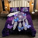 Butterfly Dream Catcher Comforter Set for Kids Teens Girls, Mandala Feather Bedding Down Comforter...