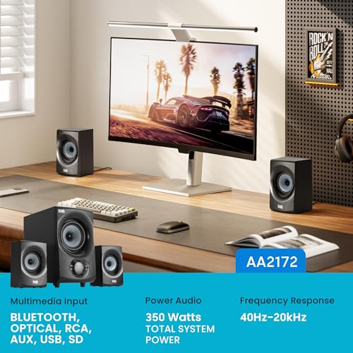 Image of Acoustic Audio by Goldwood Bluetooth 2.1 Speaker System 2.1-Channel Home Theater Speaker System, with Optical /Aux /USB /SD Inputs Black (AA2172)