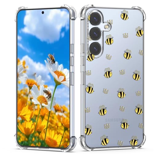 Coque Samsung S25 filles avec motif couronne d'abeille, cadeau idéal pour femme