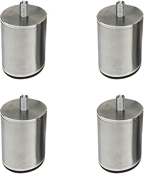 Metal Furniture Legs M10 Threaded Rod Solid Brushed Stainless Steel Furniture Legs,Metal Sofa Legs Bed Legs Kitchen Bathroom Cabinet Legs Glass Table Legs,with Non-Slip Pad,4pcs