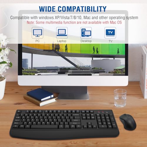 Image of Wireless Keyboard and Mouse Combo, EDJO 2.4G Full-Sized Ergonomic Computer Keyboard with Wrist Rest and 3 Level DPI Adjustable Wireless Mouse for Windows, Mac OS Desktop /Laptop /PC(8 Pack)
