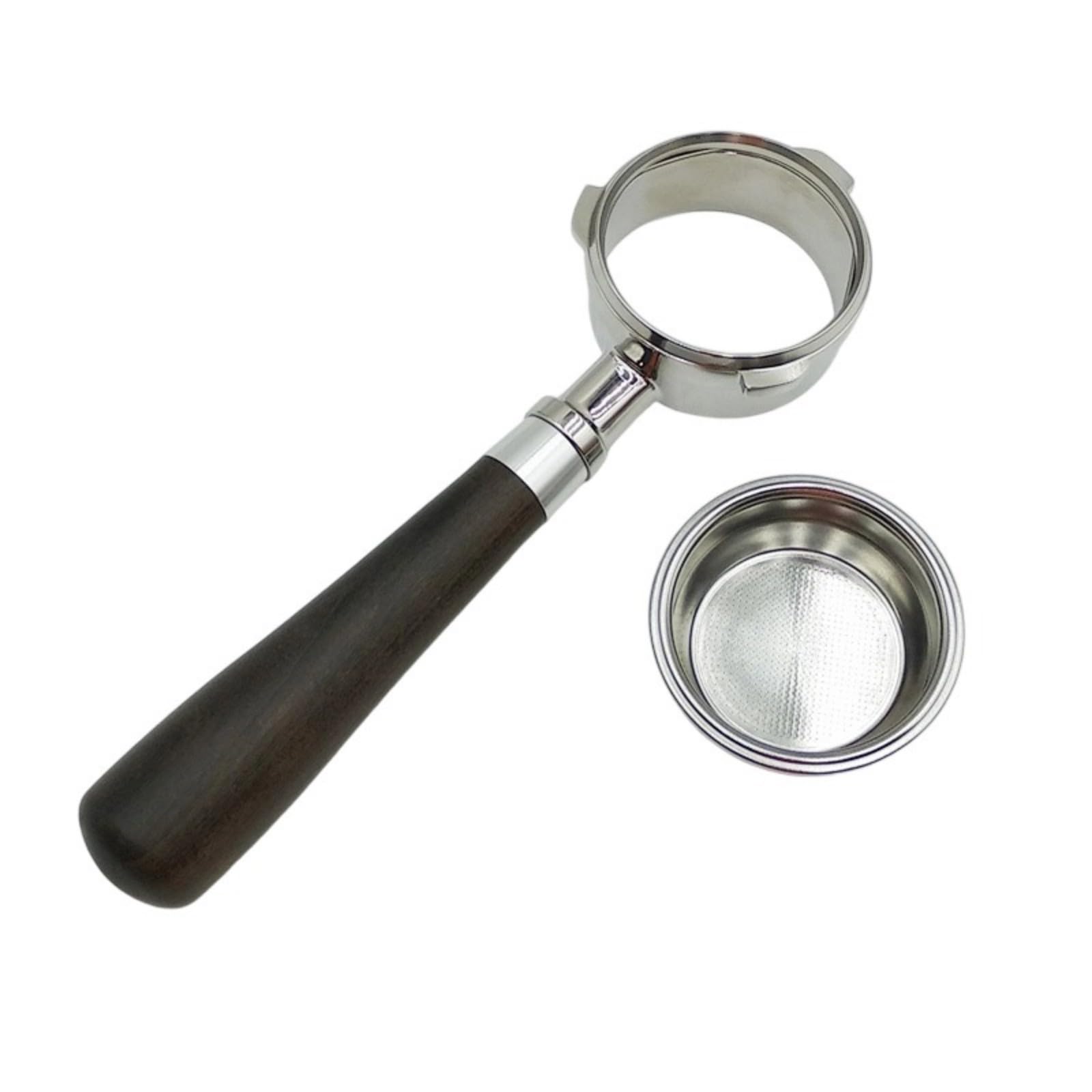 Jazuaiao 58mm Coffee Machine Portafilter with Ergonomic Wooden Handle and Removable Stainless Steel Filter Espresso Maker Part Stainless Steel Portafilter