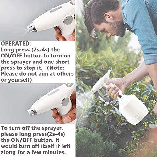 FiiMoo Elektrische Sprühflasche für Zimmer- / Garten Pflanzen, Elektrische Gießkanne, Automatische Wässerungs Flasche für Alkohol, Reinigung nach Hause, 1000ML Garten Hand Tiny Auto Sprayer (Weiß)