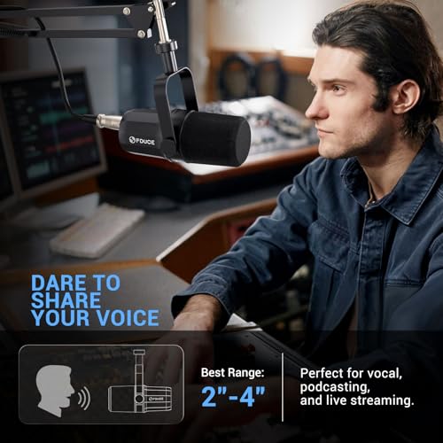 Image of FDUCE SL40X XLR Dynamic Microphone kit for Vocal Recording, Podcasting, Gaming, Live Streaming&Broadcasting, All Metal Cardioid Mic, Voice-Isolating Technology -Black(Mic Boom kit)