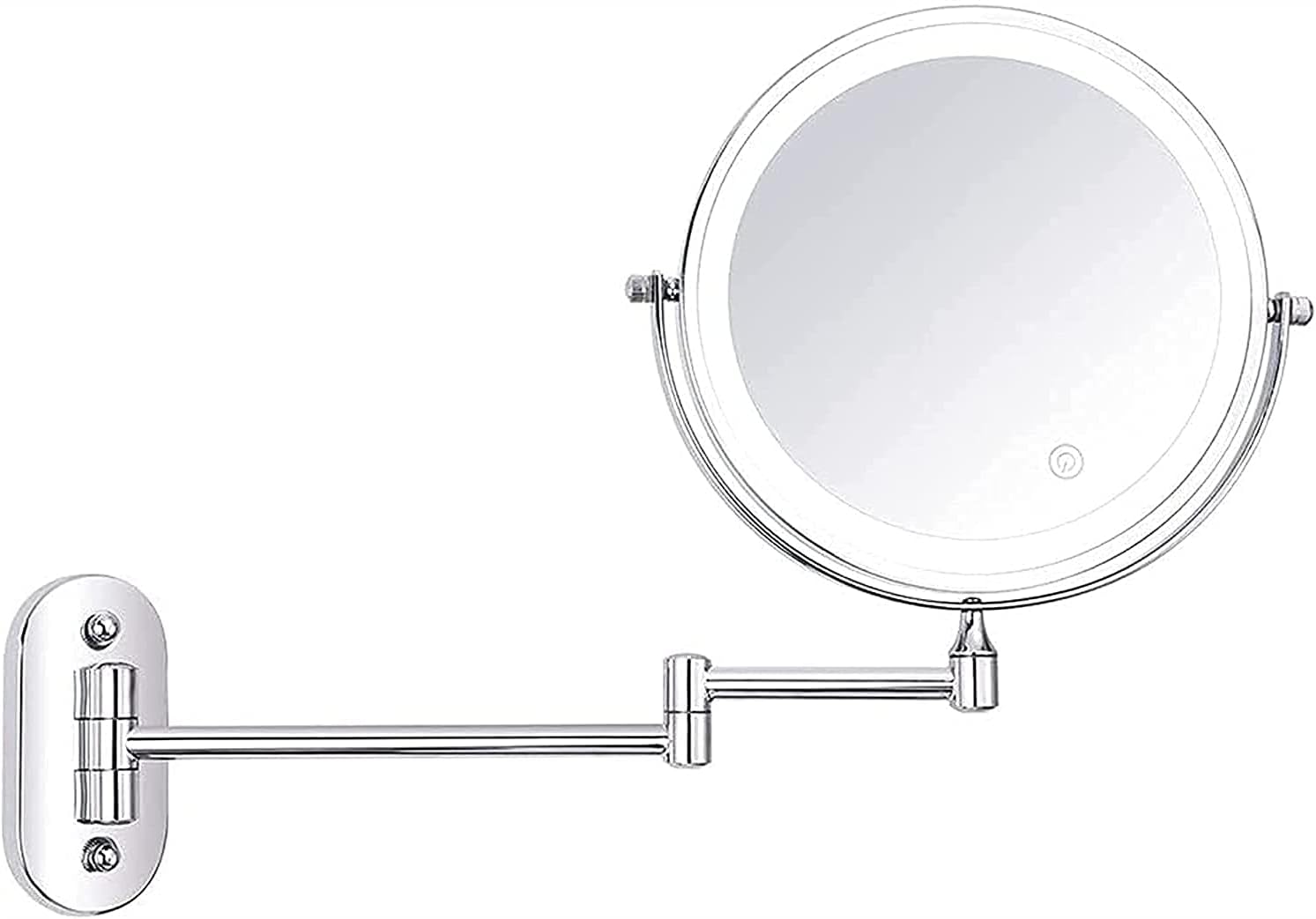 Mirror Bathroom Wall Lamps Wall-Mounted Vanity Mirrors 10X Magnification Double-Sided Beauty Makeup Mirrors Bathroom Shaving with Drilling or Without Drilling 360° Free Rotation Round Vanity Mi