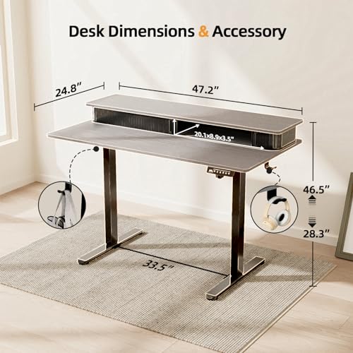 Image of JOY worker 48 inch Electric Adjustable Standing Desk with Storage Monitor Stand