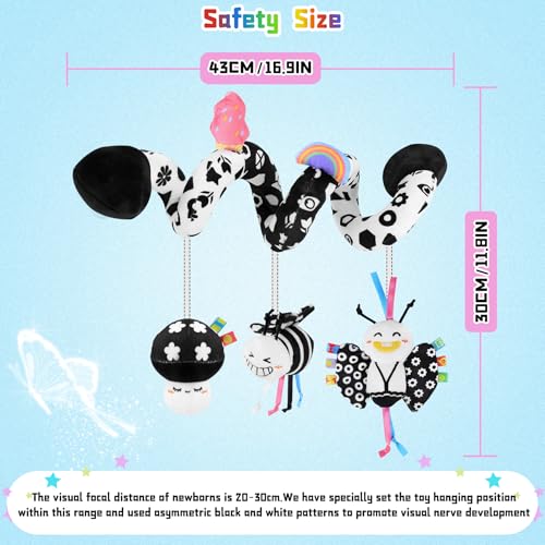 Image of Spiral Carseat Toys for Infants 0-6 Months, Black & White