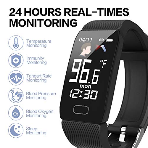 Temperature Thermometer Blood Pressure Monitor Blood Oxygen Meter Finger, ULBRE AI Smart Watch