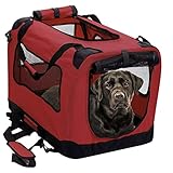 2PET Foldable Dog Crate - Soft, Easy to Fold & Carry Dog Crate for Indoor & Outdoor Use - Comfy Dog Home & Dog Travel Crate - Strong Steel Frame, Washable Fabric Cover, Frontal Zipper XL Red