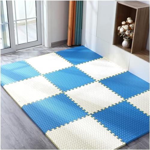 Image of SIGNATRON Puzzle Flooring || Kids Interlocking Play mat || Shops Mat || House Flooring || Play mats for Kids || 12 MM Thick (18 Tiles - 72 Square Feet, Blue - White)