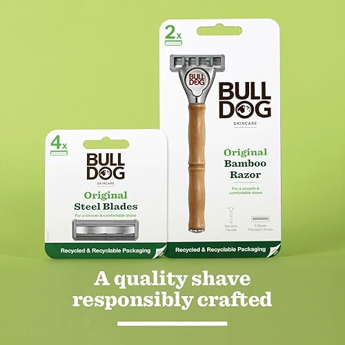 Miniatura 6 de BULLDOG SKINCARE - Maquinilla de afeitar original de bambú con mango suave y 2 repuestos de cuchillas