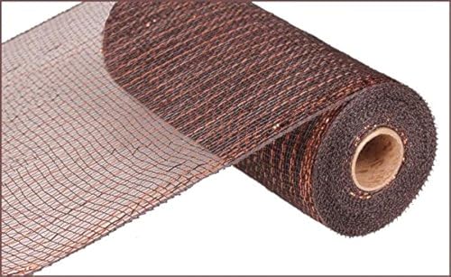 Deco Poly Metallic Mesh, Chocolate Brown with Copper Foil, 10 Inches x 10 Yards