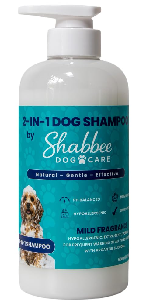 2-in-1 Dog Shampoo & Conditioner by Shabbee Dog Care – Deep Cleaning & Nourishing Coat Care for Dogs, Leaves Fur Soft, Shiny & Tangle Free, Gentle Formula for Regular Washes, Fresh Scented Pet Wash