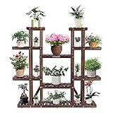 VIVOSUN Wood Plant Stand Indoor Outdoor 9 Tier Wooden Plant Shelf 17 Potted Flower Shelf Plant Rack Holder 44.5' High for Patio Garden Balcony Office