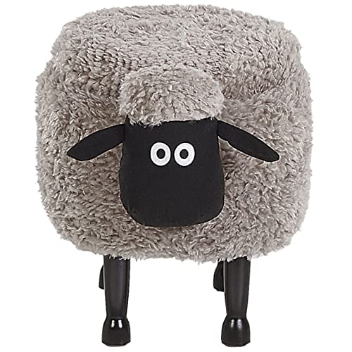 Beliani Bezaubernder Hocker für Kinder in Schaf-Form grau Felloptik mit Stauraum Sheep