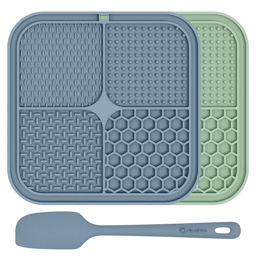 Image of ChefAide 2 Pack Lick Mat for Dogs,Cats,Upgraded 8.5x8.5 inches Licking Mats with Suction Cups,Slow Feeder Licking Pad for Anxiety Relief and Boredom Reducer,Suitable for Dog Training Set 3