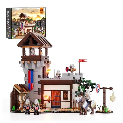 FUNWHOLE - Ensemble de Briques de Construction médiévales - Château de créateur avec 5 Figurines de Soldats médiévaux - 964 pièces pour Adultes et Adolescents.