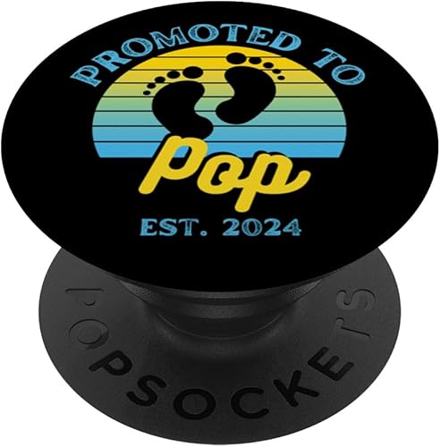 Promoted to Pop Est 2024 New Papa Popo Granddad Grandpa PopSockets Swappable PopGrip