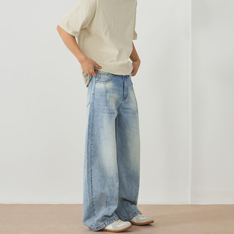 Men's Y2K Baggy Jeans Wide Leg Barrel Denim Pants Hip Hop Streetwear Skater Casual Loose Fit Trousers Y2k Clothes4