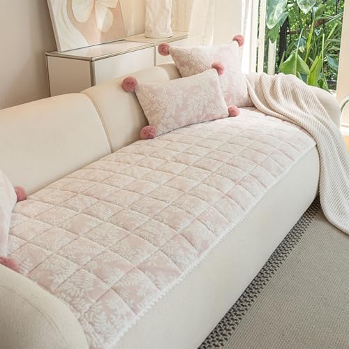 Housse de canapé lavable velours rose 70 * 260cm antidérapante