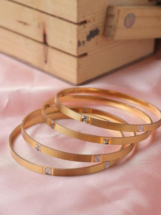 Image of Zeraki Jewels Women's Traditional Gold Plated Bangles Set | Elegant Designer Kada Bangles | Classic Ethnic Jewellery for Women & Girls | Perfect for Wedding, Festive & Daily Wear