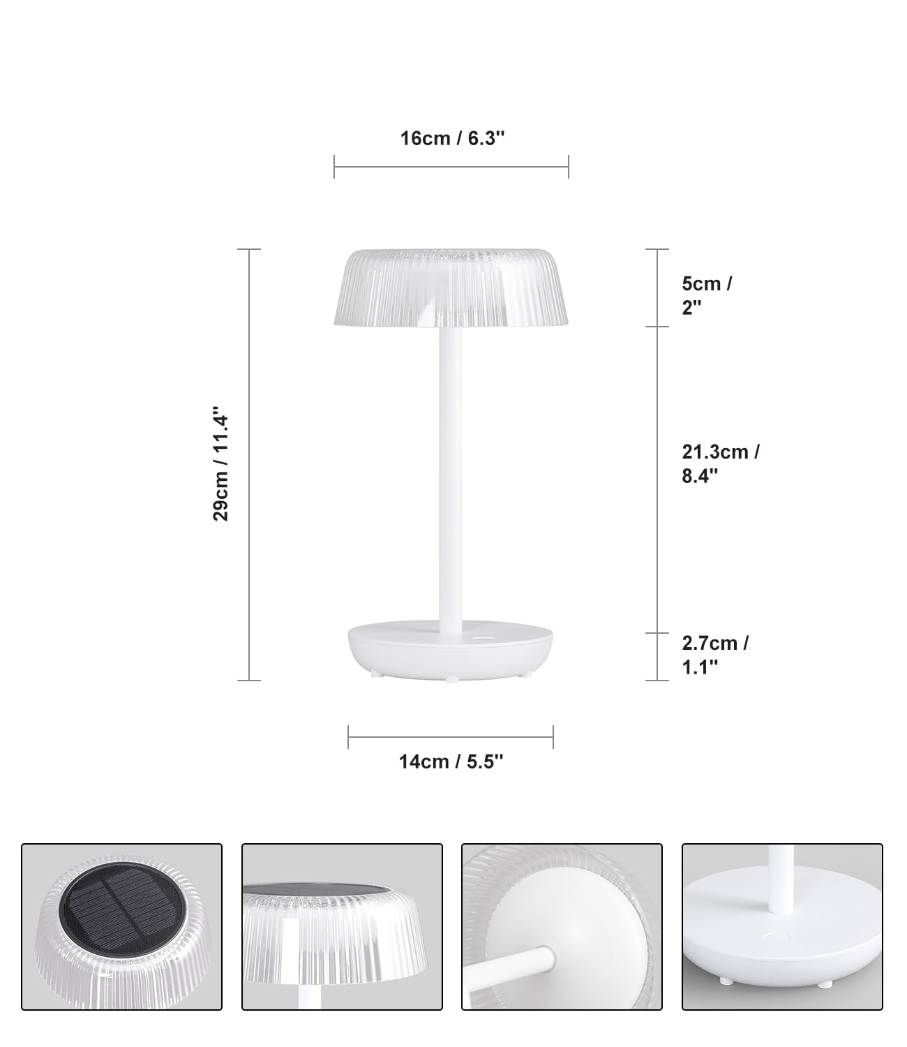 DAWALIGHT Lampade da Tavolo per Esterno a Batteria, IP54 Impermeabile Lampada da Tavolo Solare LED 3000K Luce Bianca Calda, Lampada da Comodino Dimmerabile Senza Cavo per Giardino, Campeggio, Camera