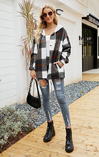 Image of YOCUR Womens Button Down Plaid Casual Lapel Long Sleeve Flannel Overshirts
