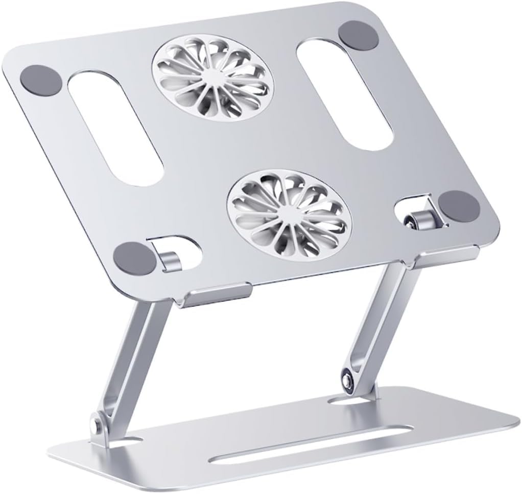 Base di Raffreddamento in Alluminio per Laptop con 2 Ventole Silenziose, Supporto Ventilato Ad Alta Efficienza per Notebook da 17,3 Pollici, Dissipatore Ultra Sottile per Laptop da Gioco E da
