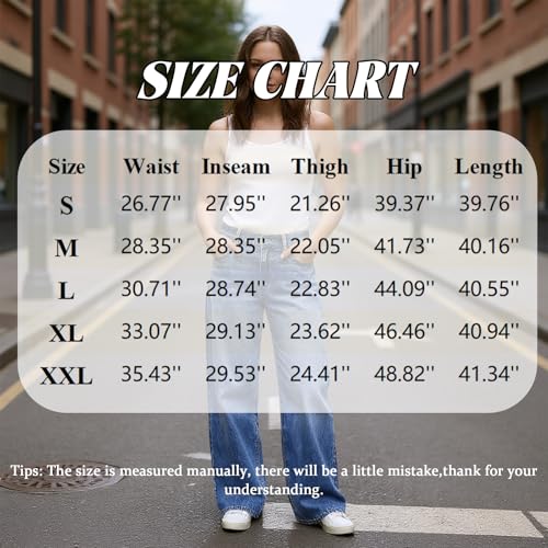 Wide Leg Jeans Woman Baggy Straight Leg Mid Rise Jeans Cute Distressed Stretchy Boyfriend Work Jean with Pockets3