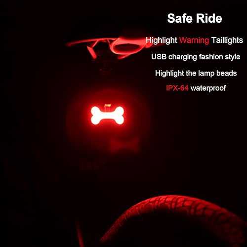 Miniatura 3 de Luz trasera de bicicleta, luz trasera LED recargable para bicicleta de noche, bonitos accesorios de bicicleta, luz trasera brillante en forma de