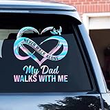 Memorial Car Decal, Never Walk Alone My Dad Walks with Me Family Memorial Sticker Decal for Dad, Vinyl Car Decal, Bumper Sticker for Car Window Side Rear