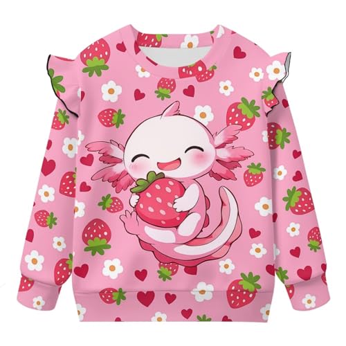 Toddler Girls Sweatshirt 1-8 Years Long Sleeve Shirt Crewneck Pullover Ruffle Tee Tops Fall Clothes4